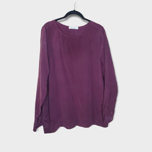 Everlane 100% Silk Purple Long Sleeve Blouse Women's Size Large